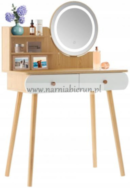 Toaletka kosmetyczna drewniana z lustrem i oświetleniem