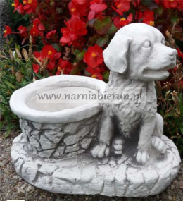 Figurka betonowa donica PIES Z DONICZKĄ 18 cm
