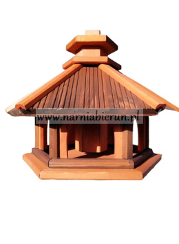 Karmnik dla ptaków z wsypem średni drewniany domek