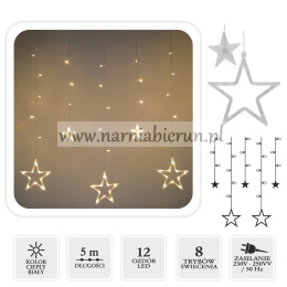 Kurtyna świetlna Girlanda świecąca LED Gwiazdki 5M 138LED