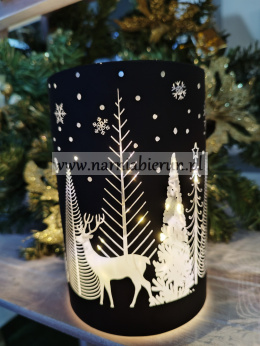 Lampion czarny szklany LED świąteczny SUPER CENA