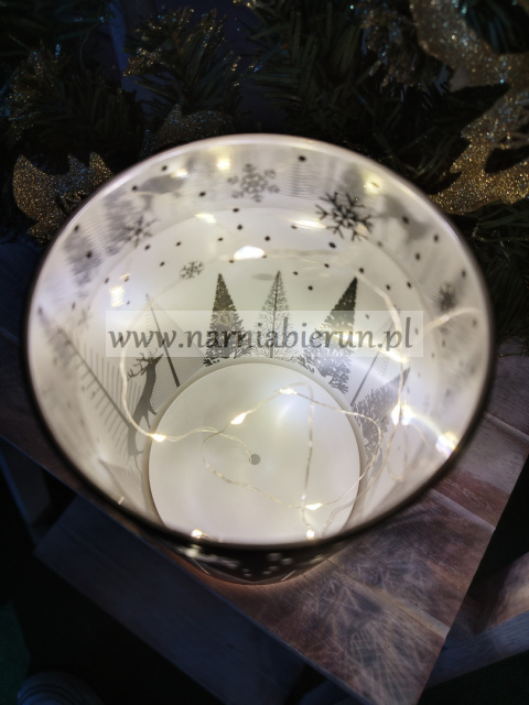 Lampion czarny szklany LED świąteczny SUPER CENA Lampion czarny szklany LED świąteczny SUPER CENA