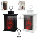 LAMPION LED Z EFEKTEM KOMINKA 140x140x245 mm CZARNY/BIAŁY MIX