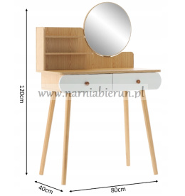 Toaletka kosmetyczna biurko z lustrem biało-brązowy