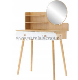Toaletka kosmetyczna biurko z lustrem biało-brązowy