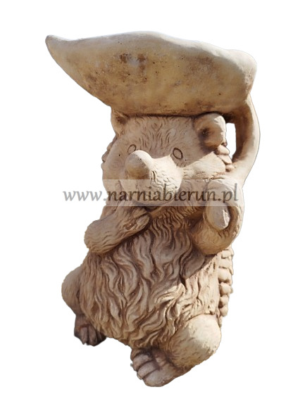 Figurka betonowa JEŻYK JEŻ POIDEŁKO LIŚCIEM 38 cm